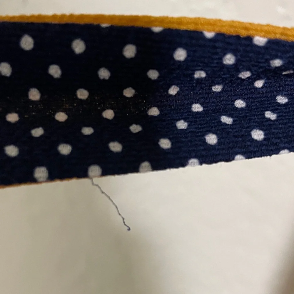 Wrapper Mustard Polka Dot Midi Dress with Navy Accent - Picture 11 of 11